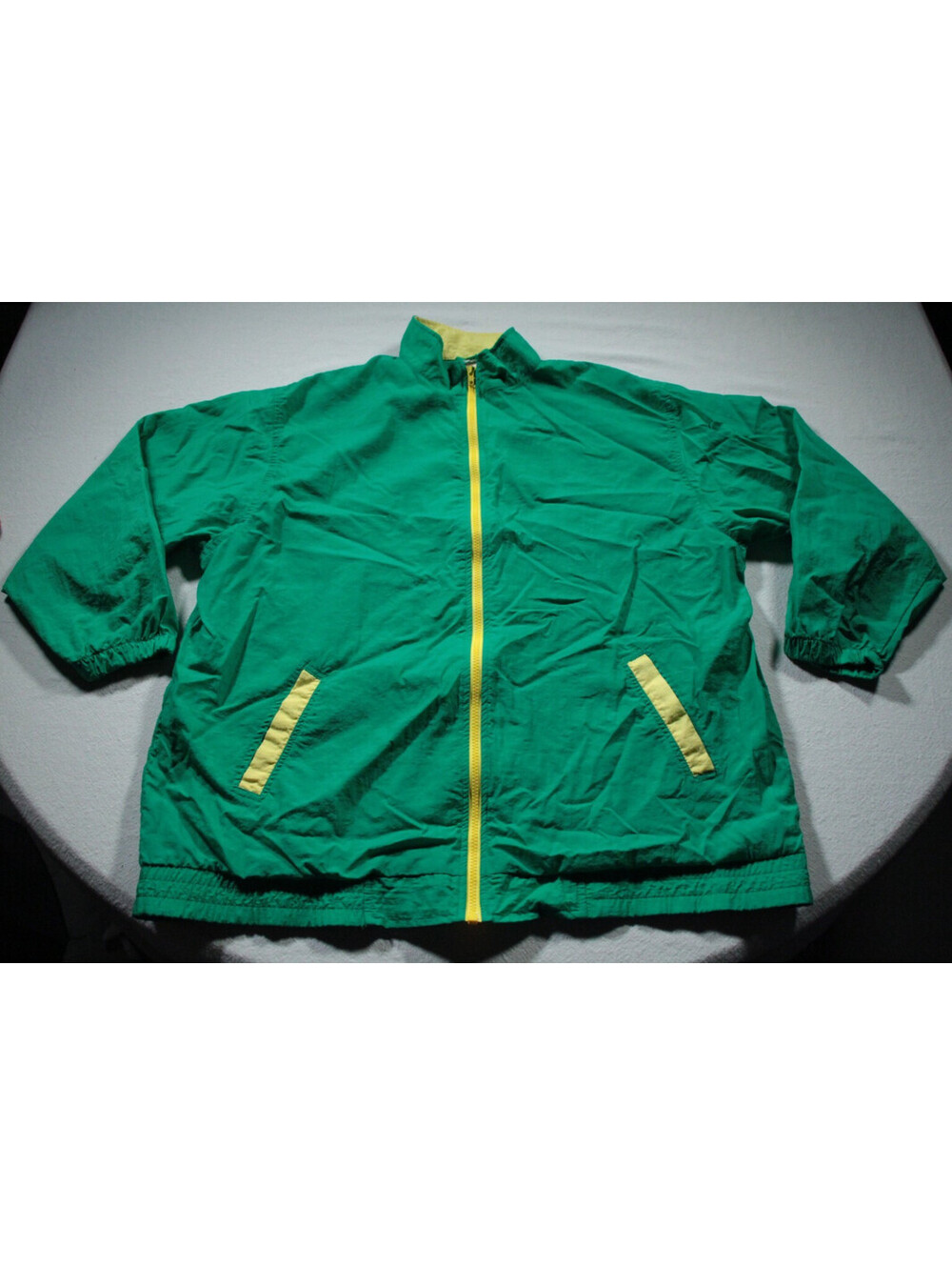 Vintage 80s 90s Roaman's Windbreaker Jacket 1X Green Yellow